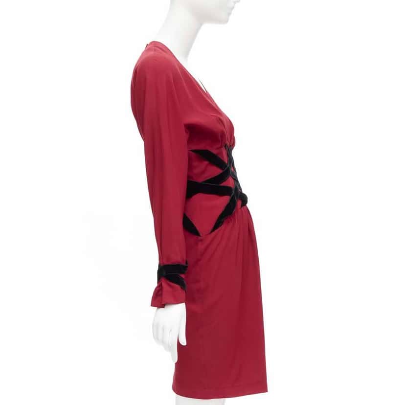 Thierry Mugler Crisscross Corset Dress Red Very good condition - Model View