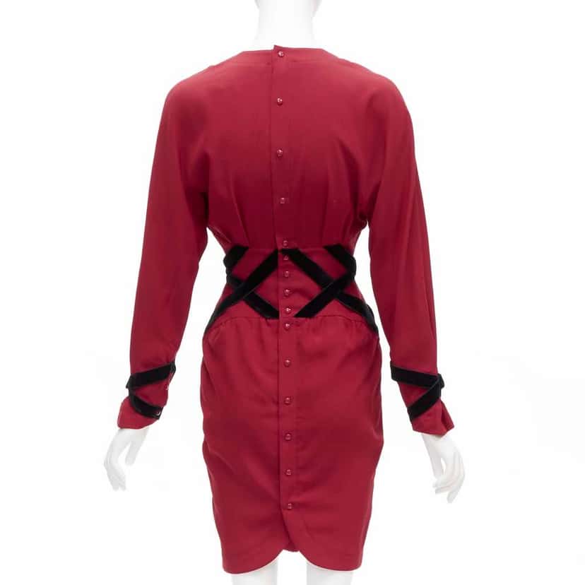 Thierry Mugler Crisscross Corset Dress Red Very good condition - Box View