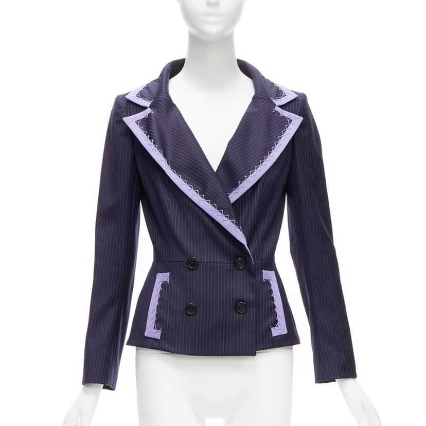 Christian Dior Topstitch Bar Blazer Navy Wool Very good condition - Back View