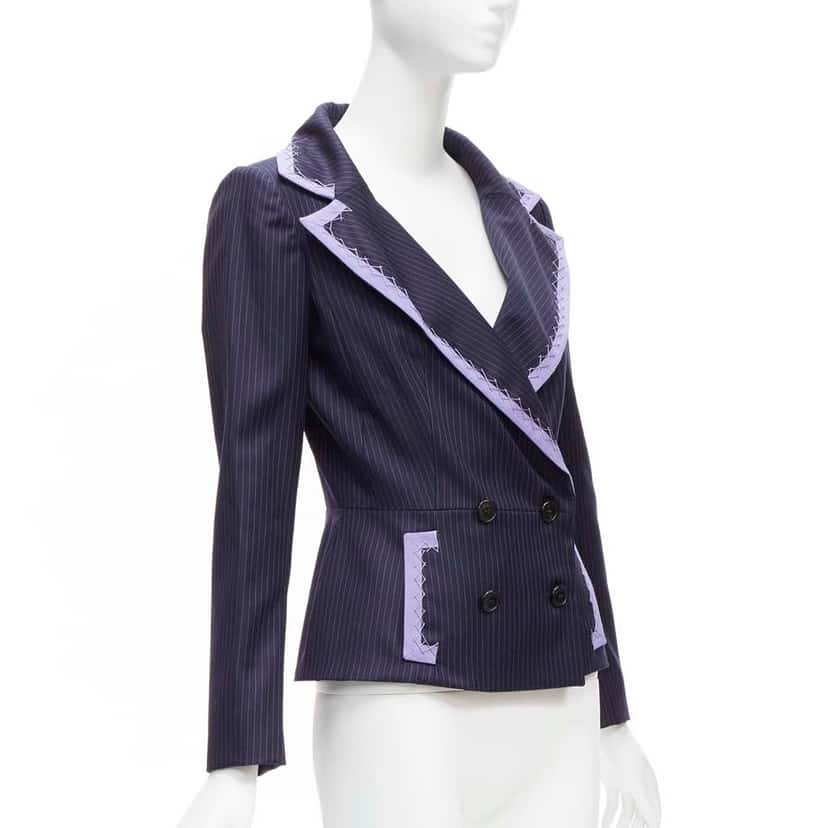 Christian Dior Topstitch Bar Blazer Navy Wool Very good condition - Inside View