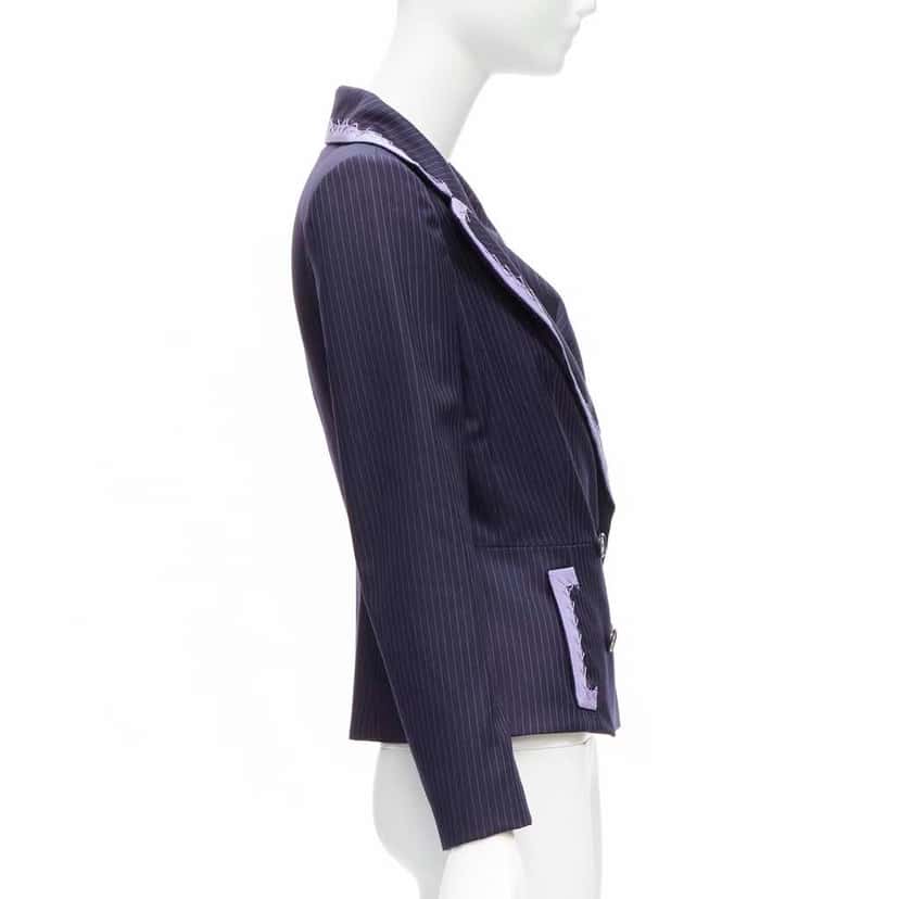 Christian Dior Topstitch Bar Blazer Navy Wool Very good condition - Model View