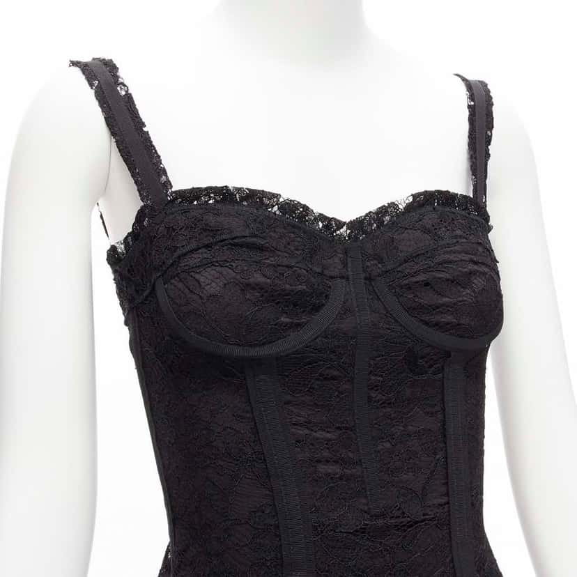 Dolce & Gabbana Lace Corset Dress Black Viscose Very good condition - Back View