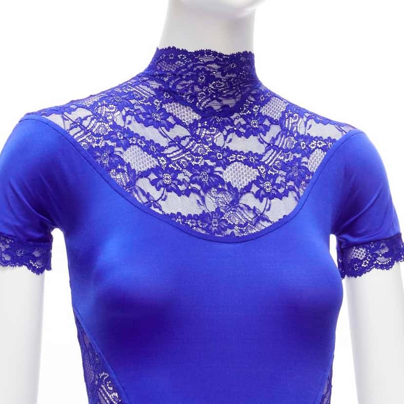 Gianni Versace Crystal Body Suit Blue Polyester Very good condition - Back View