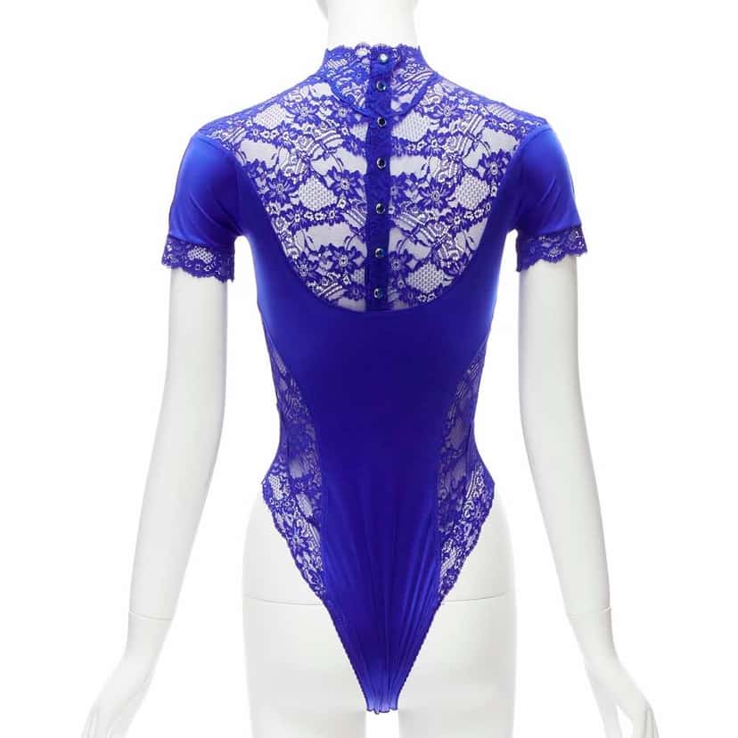 Gianni Versace Crystal Body Suit Blue Polyester Very good condition - Box View
