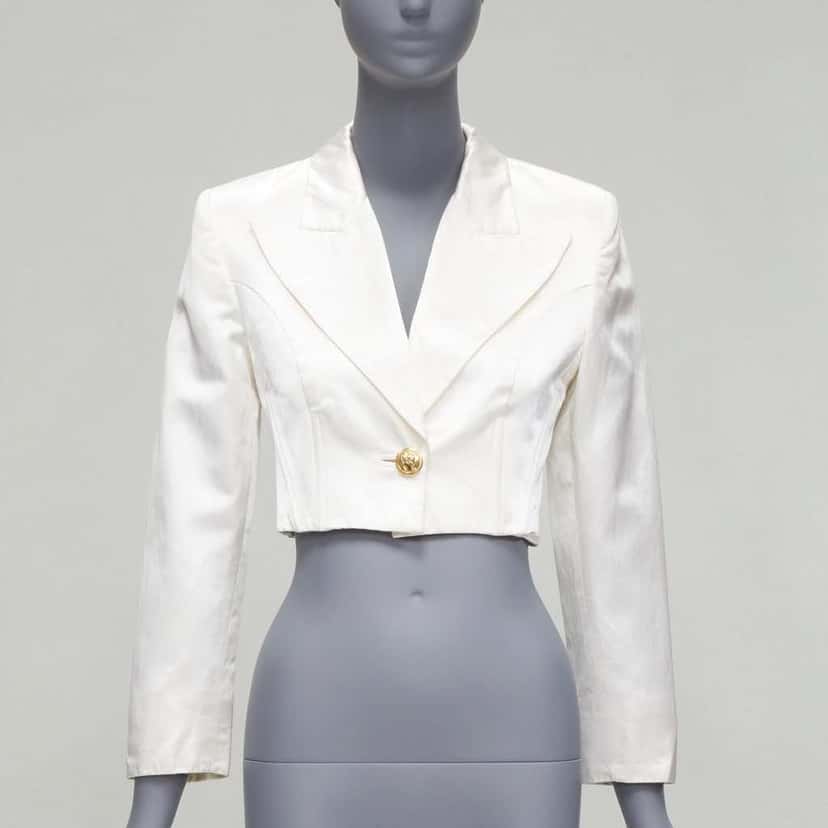 Versus Satin Lace Blazer Beige Cotton Fair condition - Inside View