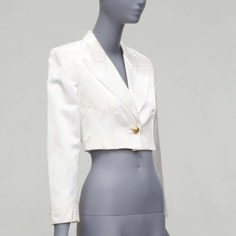 Versus Satin Lace Blazer Beige Cotton Fair condition - Model View