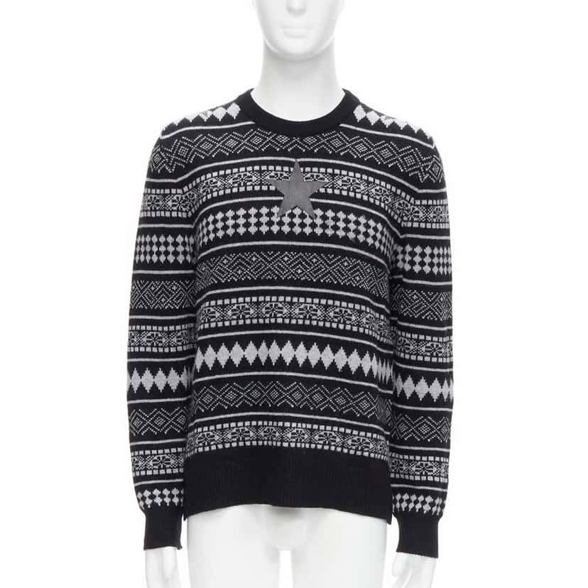 Givenchy Star Stripes Sweater Black Wool Very good condition - Front View