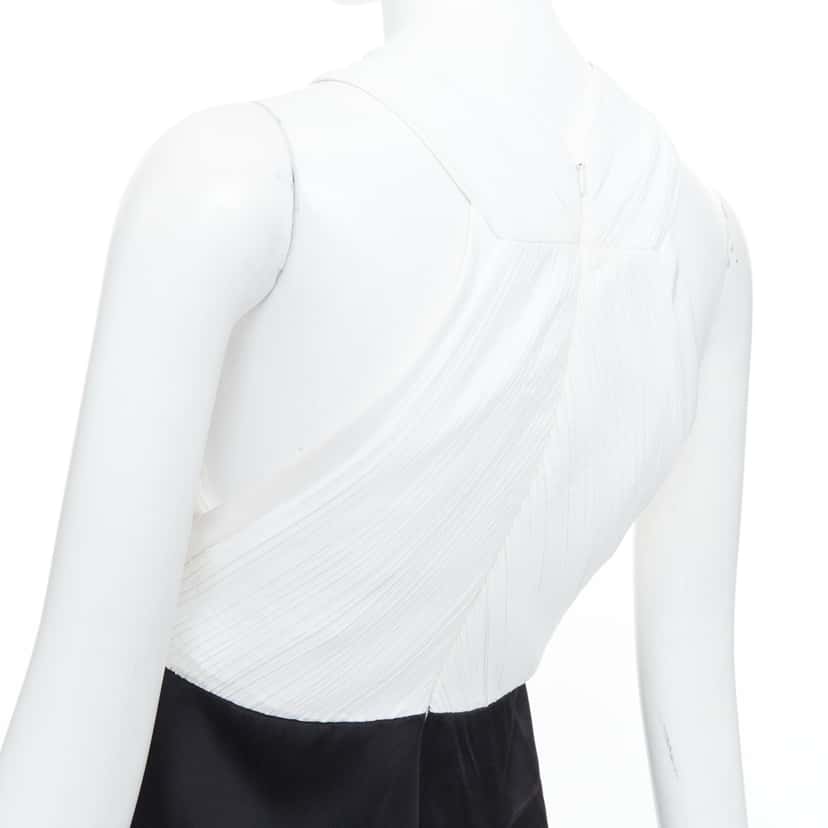 Galvan Pleated Satin Long Gown Black Never worn, with tag - Back View