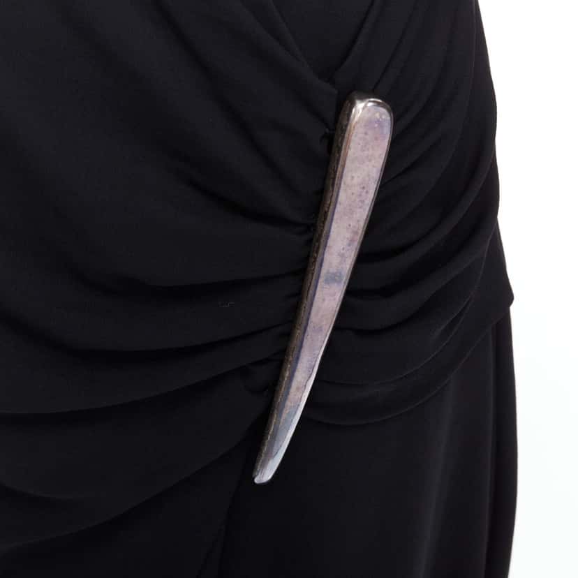 Donna Karan V Neck Mini Dress Black Viscose Good condition - Back View