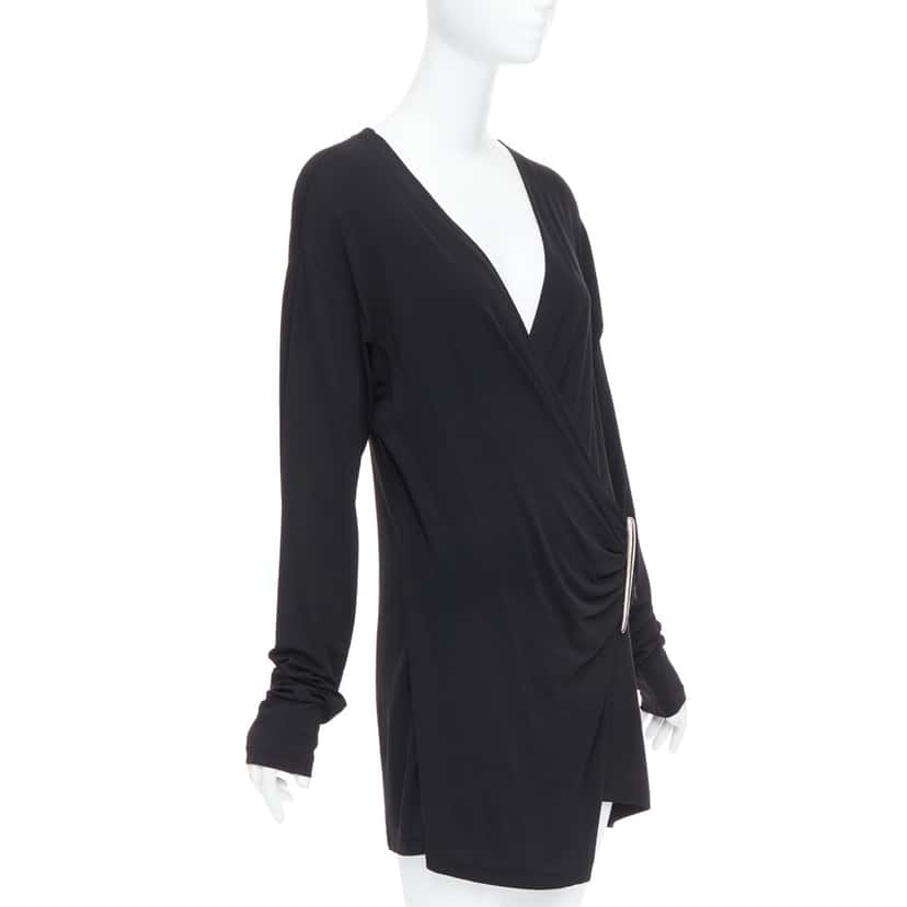 Donna Karan V Neck Mini Dress Black Viscose Good condition - Inside View