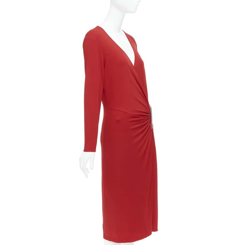 Donna Karan Buckle Drape Dress Red Viscose Good condition - Inside View