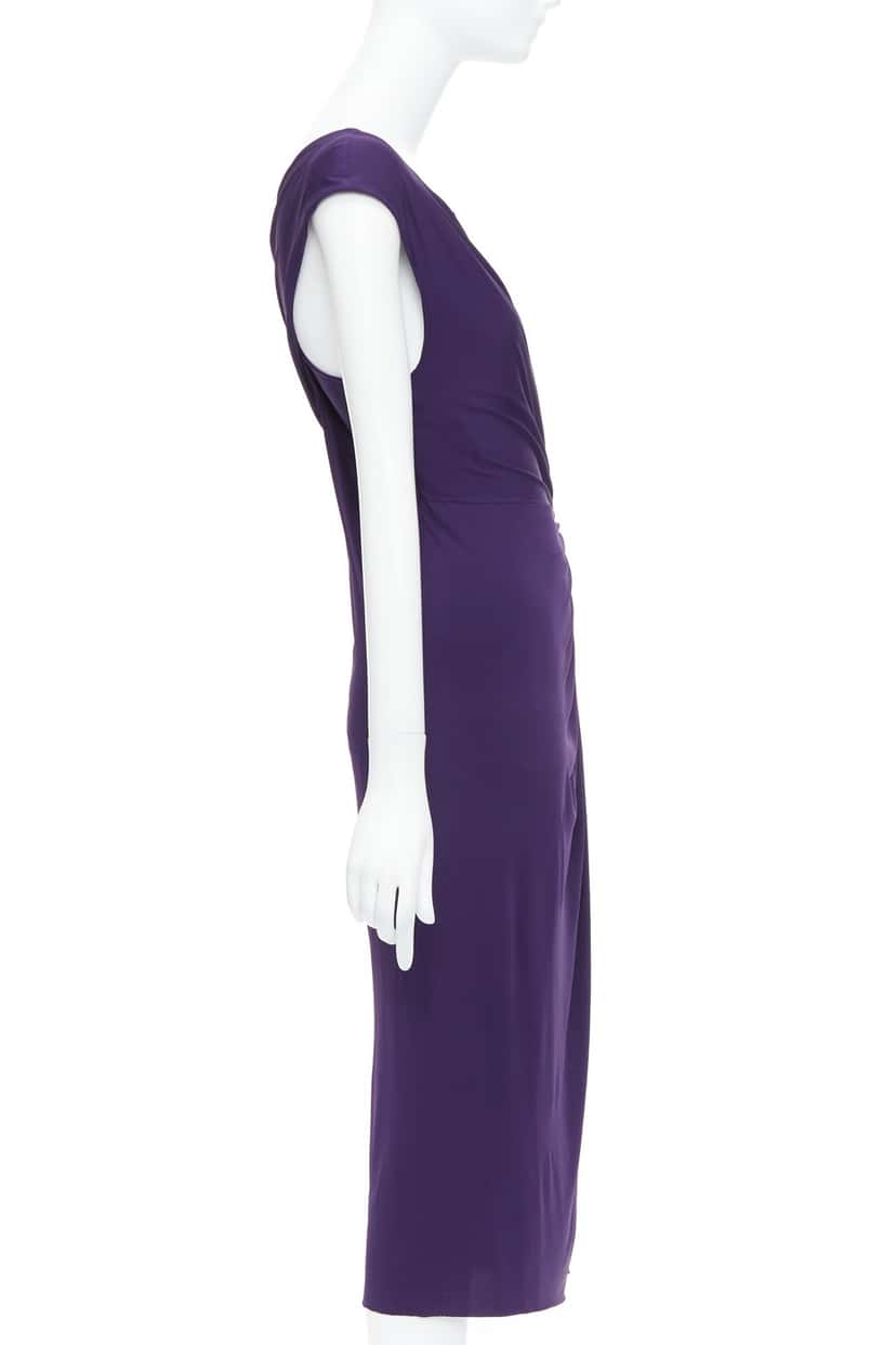 Donna Karan Side Knot Dress Purple Viscose Very good condition - Model View