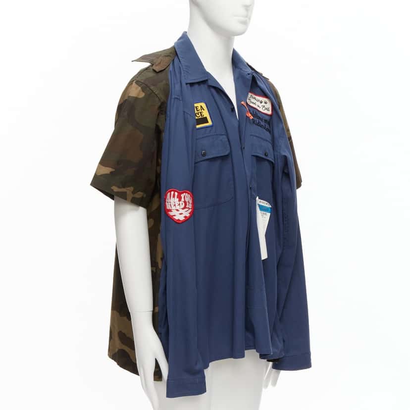 Miharayasuhiro Vintage Badge Shirt Blue Cotton Never worn - Front View