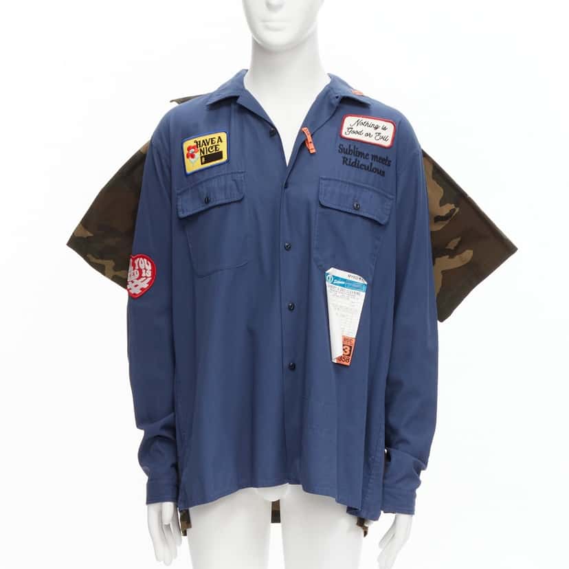 Miharayasuhiro Vintage Badge Shirt Blue Cotton Never worn - Inside View