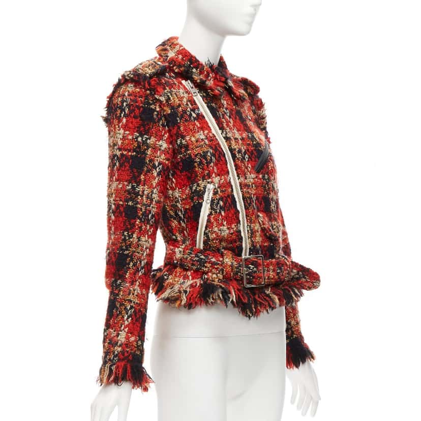 Miharayasuhiro Red Plaid Tweed Jacket Red Wool Very good condition - Model View