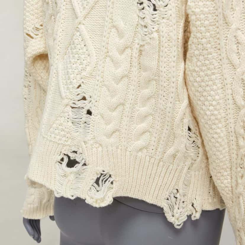Miharayasuhiro Distressed Cable Sweater Ecru Never worn - Back View