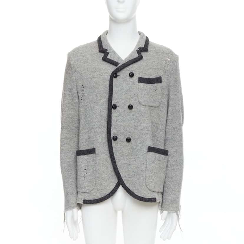 Miharayasuhiro Grey Grunge Nautical Blazer Grey Wool Very good condition - Front View
