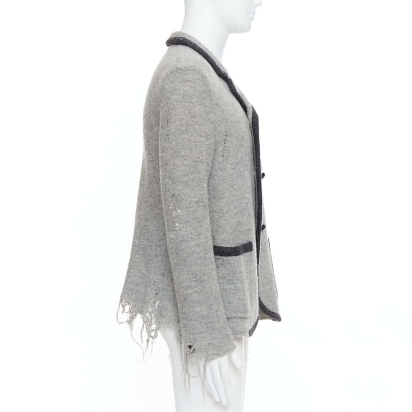Miharayasuhiro Grey Grunge Nautical Blazer Grey Wool Very good condition - Model View