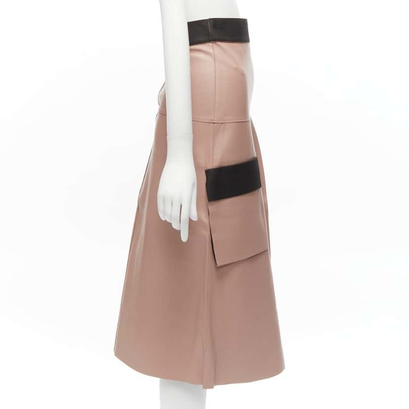Dion Lee Leather Panel Skirt Pink Leather Fair condition - Model View