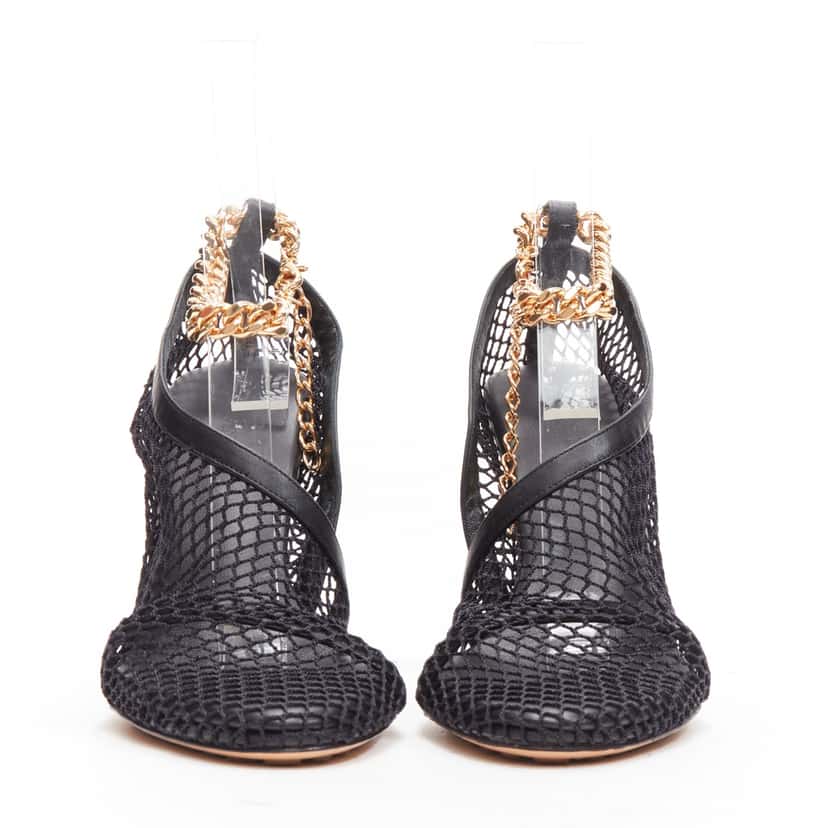 Bottega Veneta Mesh D'Orsay Sandals Black Leather Never worn, with tag - Inside View