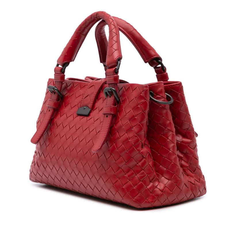 Bottega Veneta Mini Nappa Intrecciato Roma Satchel Red Leather Good condition - Back View