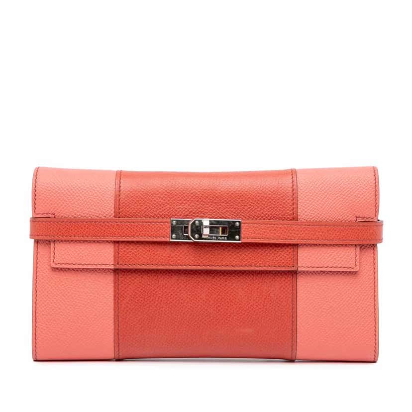 Hermès Epsom Flag Kelly Longue Wallet Orange Leather Good condition - Front View