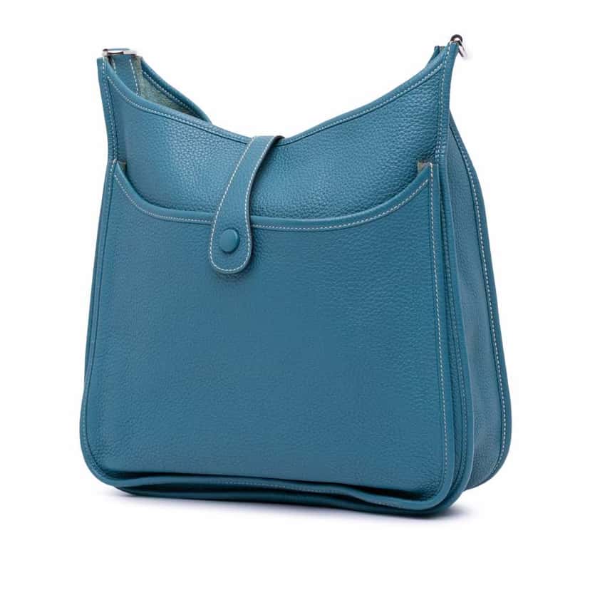 Hermès Clemence Evelyne III 33 Blue Leather Good condition - Back View