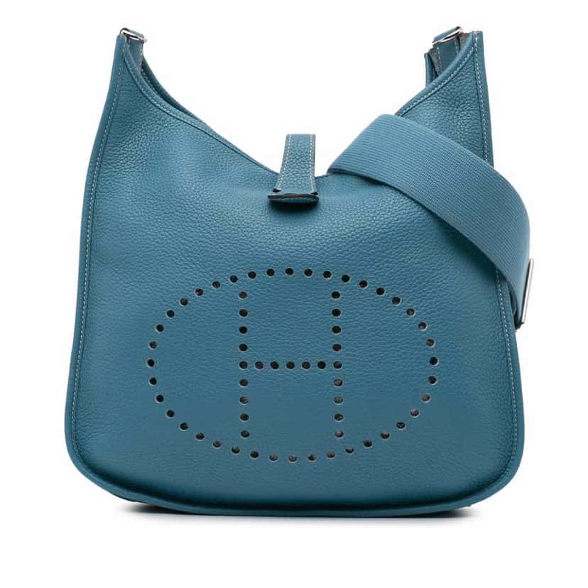 Hermès Clemence Evelyne III 29 Blue Leather Good condition - Front View