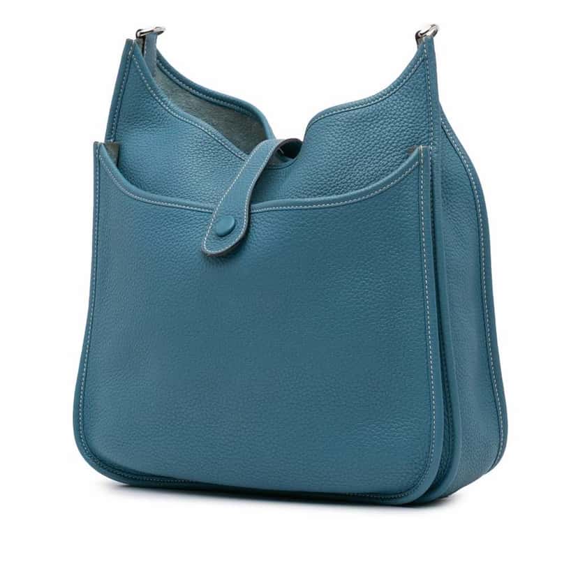 Hermès Clemence Evelyne III 29 Blue Leather Good condition - Back View