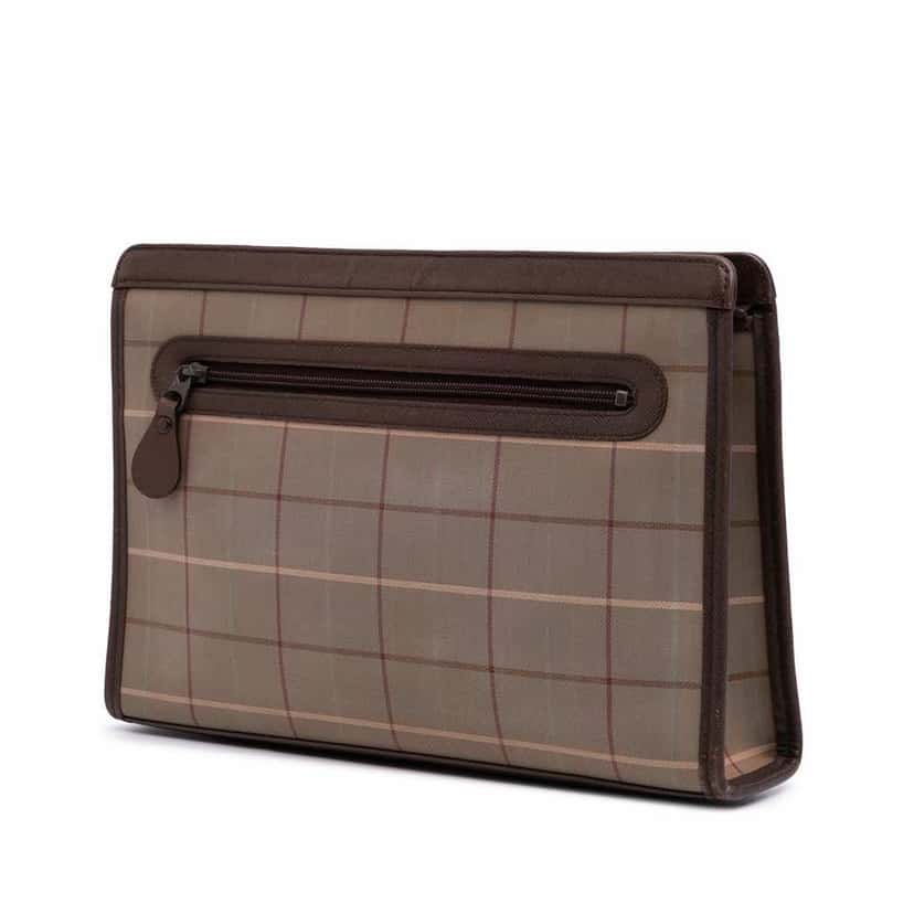 Burberry Vintage Check Canvas Clutch Brown Good condition - Back View