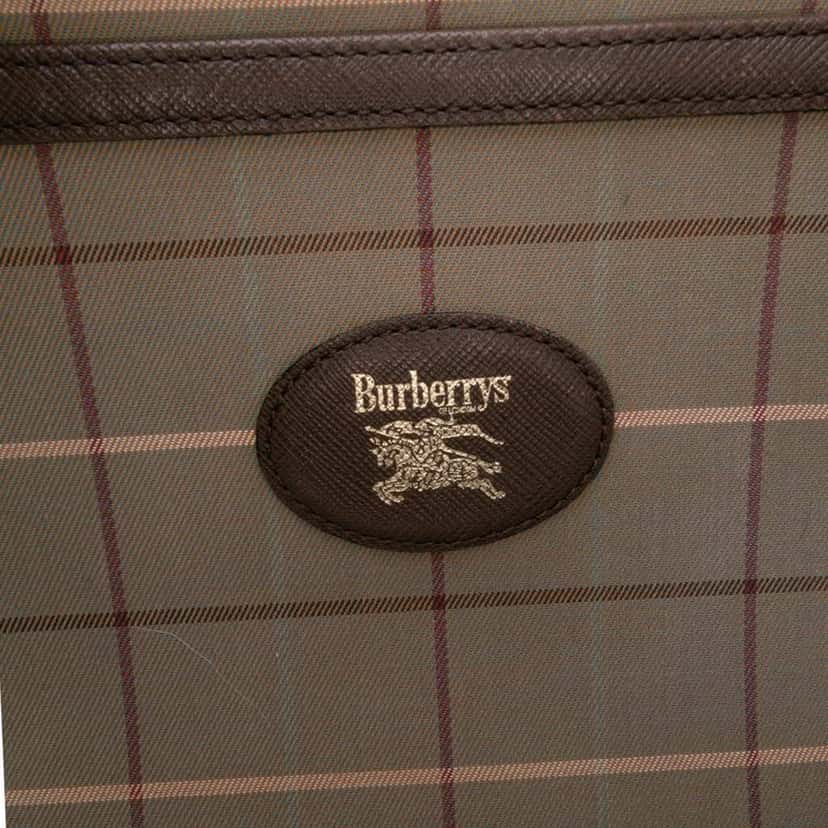 Burberry Vintage Check Canvas Clutch Brown Good condition - Box View