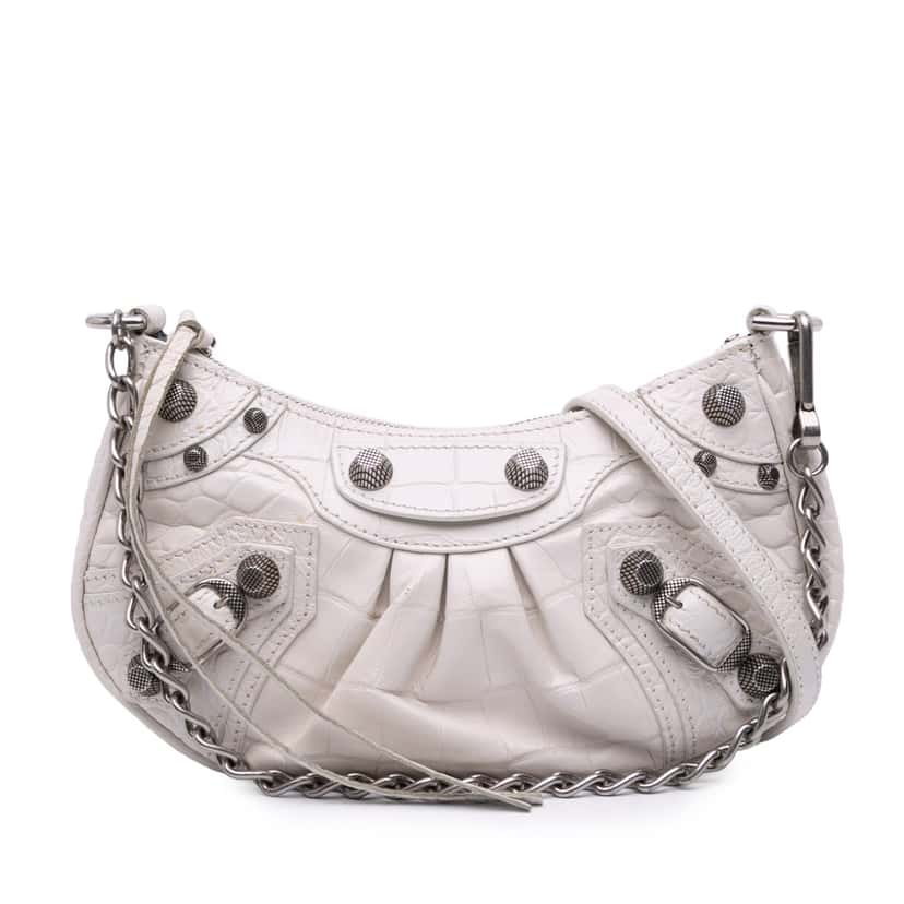 Balenciaga Mini Embossed Le Cagole White Leather Good condition - Front View