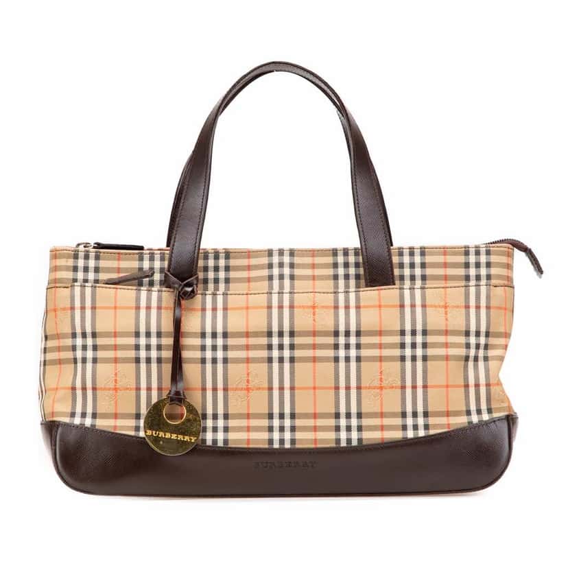 Burberry Haymarket Check Canvas Handbag Brown Good condition - Front View