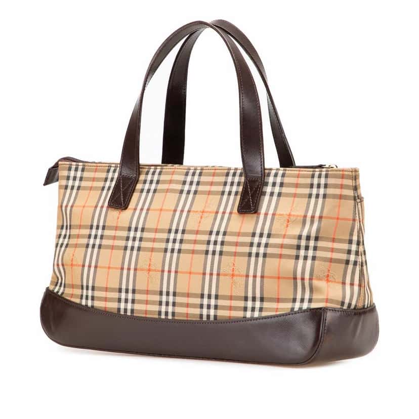 Burberry Haymarket Check Canvas Handbag Brown Good condition - Back View