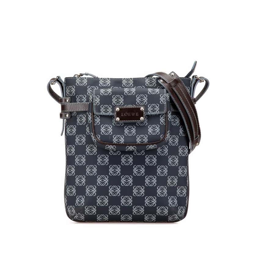 Loewe Anagram Coated Canvas Crossbody Blue Good condition - Front View