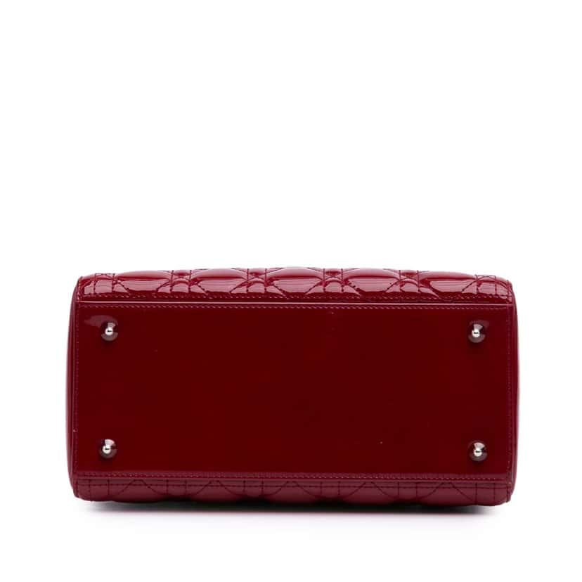 Dior Medium Patent Cannage Lady Dior Red Leather Good condition - Inside View