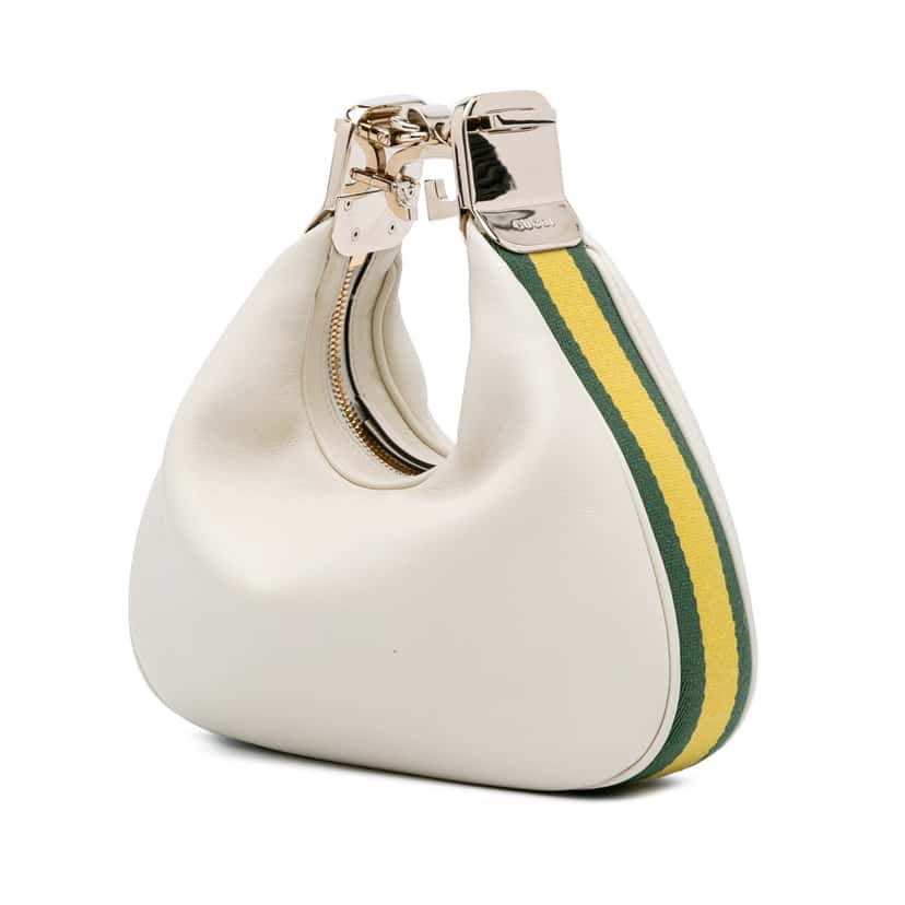 Gucci Small Leather Web Attache Crossbody White Leather Good condition - Back View