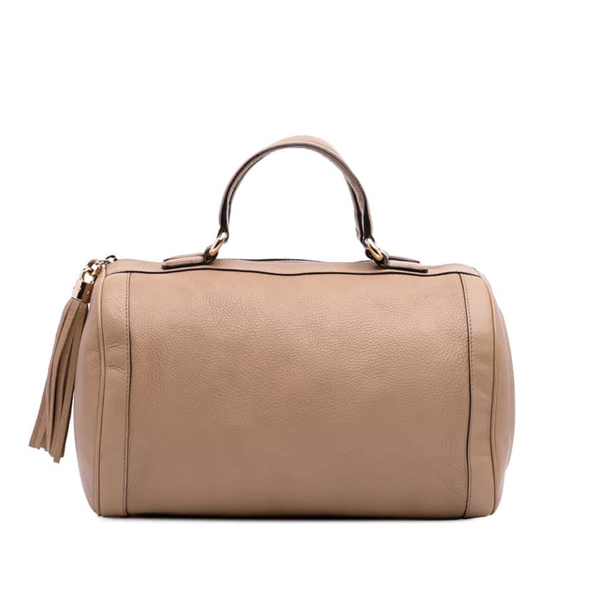 Gucci Pebbled Calfskin Soho Cellarius Boston Brown Leather Good condition - Front View