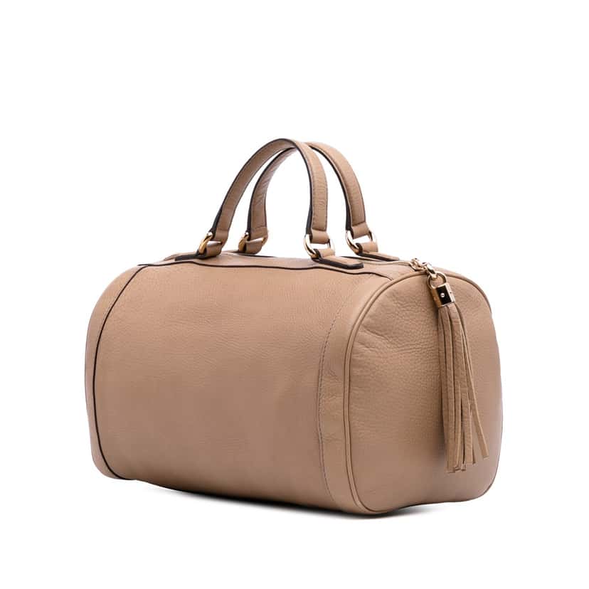 Gucci Pebbled Calfskin Soho Cellarius Boston Brown Leather Good condition - Back View