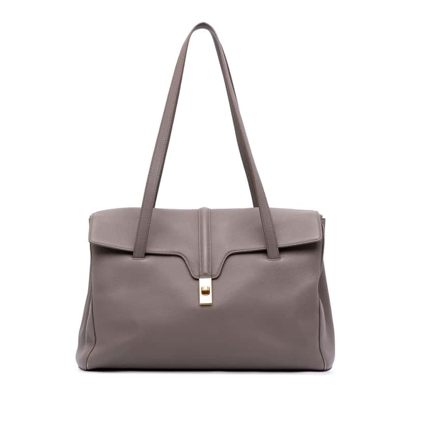 Celine Medium Grained Calfskin Soft 16 Shoulder Bag Brown Leather Good condition - Front View