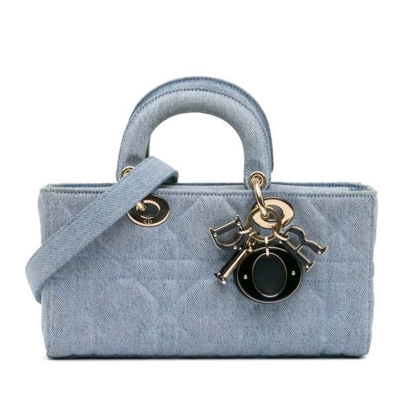 Dior Small Denim Macrocannage Lady D Joy Blue Good condition - Front View