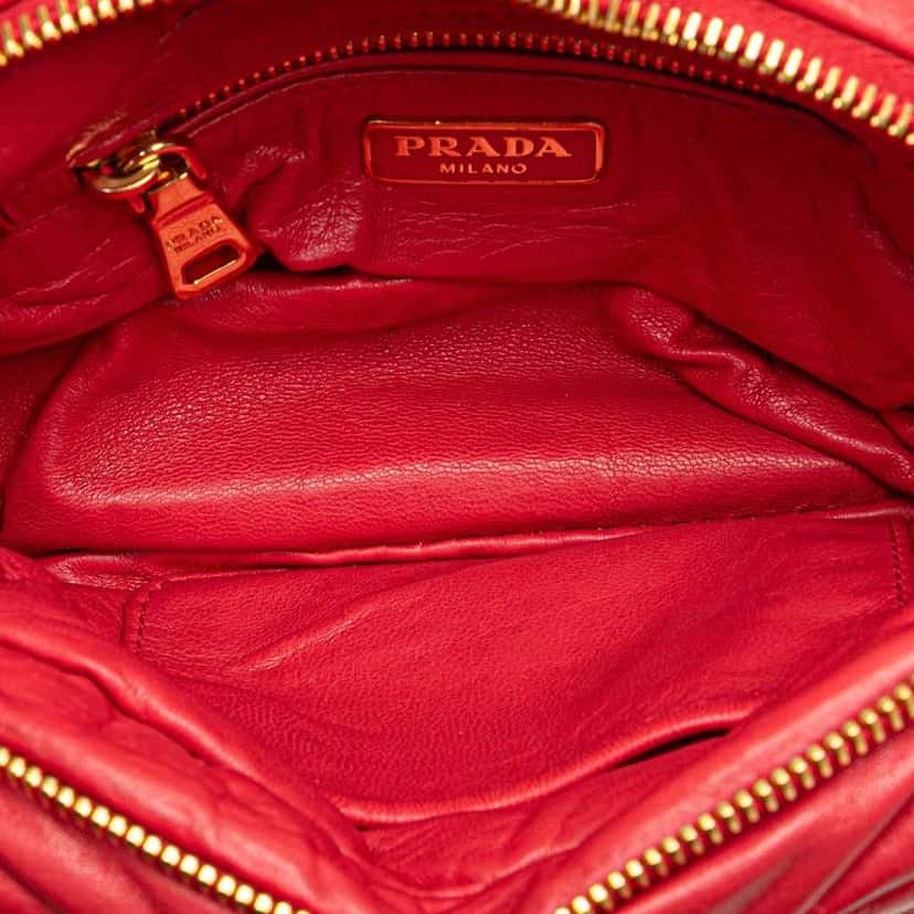 Prada Nappa Leather Crossbody Red Leather Good condition - Model View