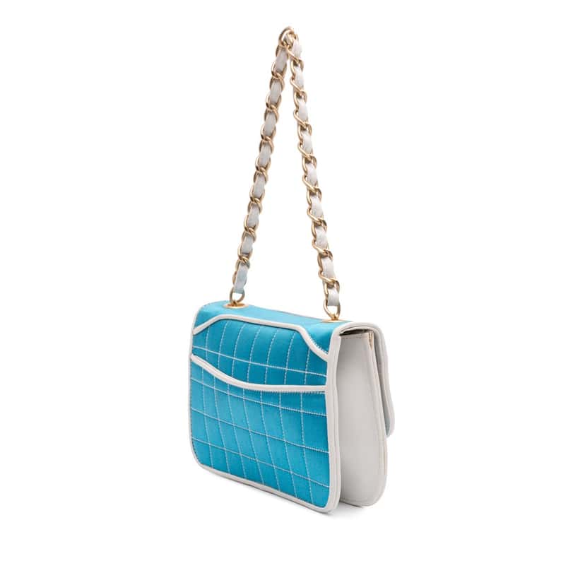 Chanel Reissue Square Quilt Satin Flap Blue Good condition - Back View
