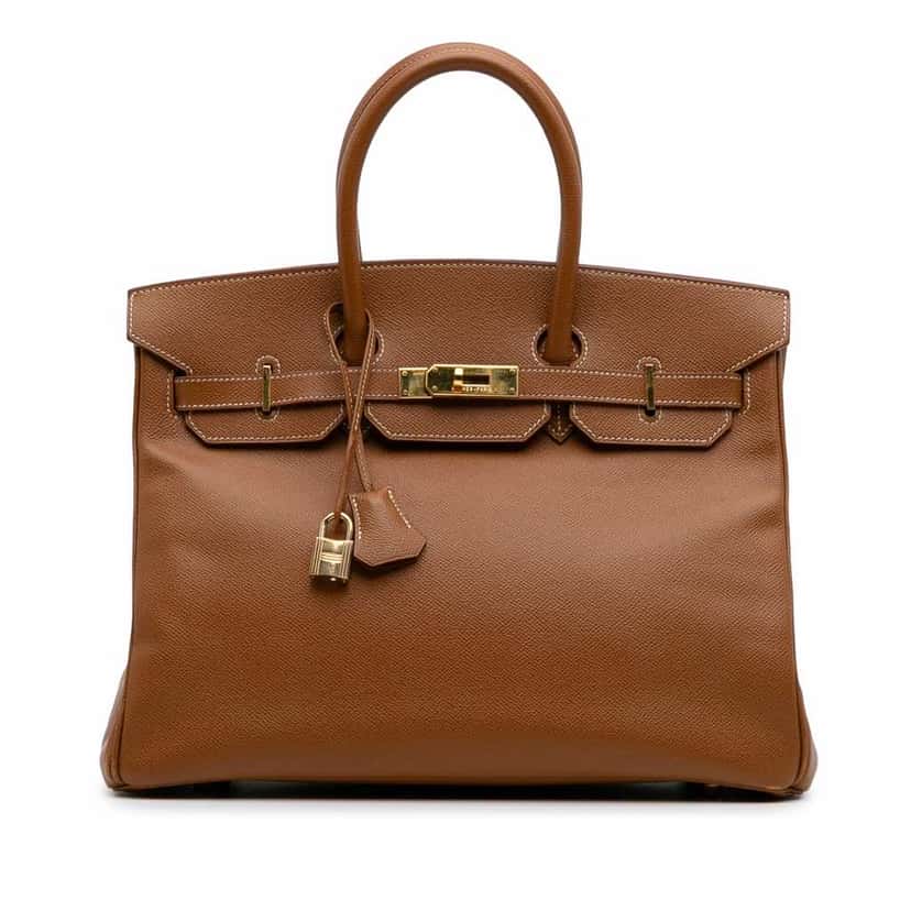 Hermès Courchevel Birkin Retourne 35 Brown Leather Good condition - Front View