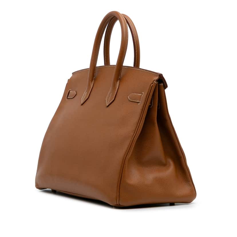 Hermès Courchevel Birkin Retourne 35 Brown Leather Good condition - Back View