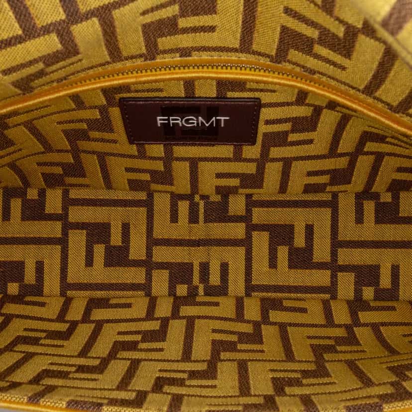 Fendi FRGMT x Zucca Embroidered Canvas Baguette Satchel Yellow Very good condition - Model View