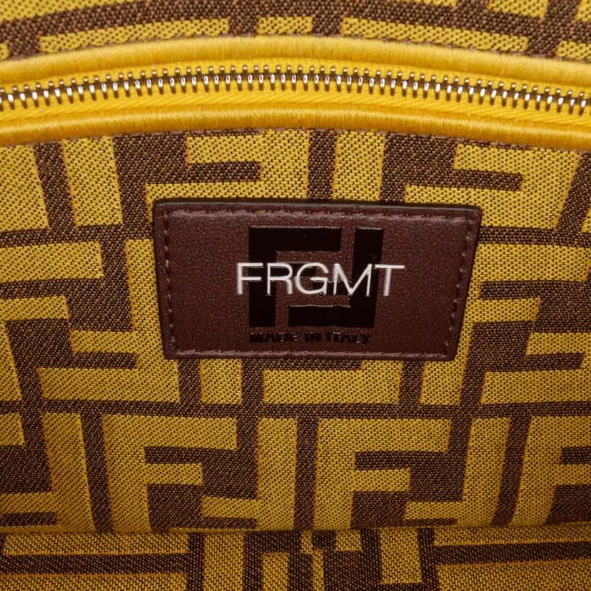 Fendi FRGMT x Zucca Embroidered Canvas Baguette Satchel Yellow Very good condition - Box View