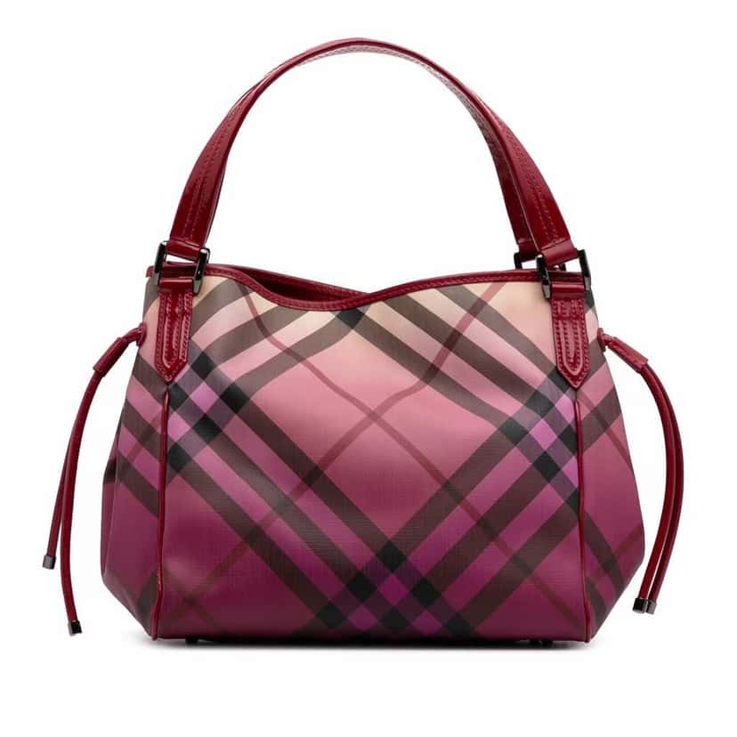 Burberry Supernova Check Coated Canvas Bilmore Tote Pink Good condition - Front View