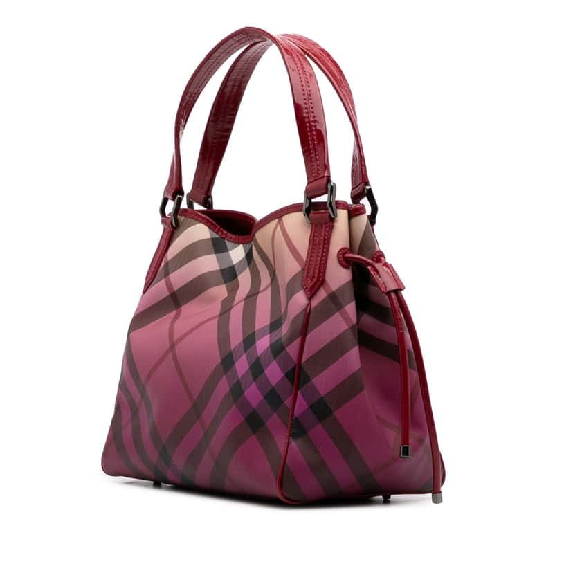 Burberry Supernova Check Coated Canvas Bilmore Tote Pink Good condition - Back View
