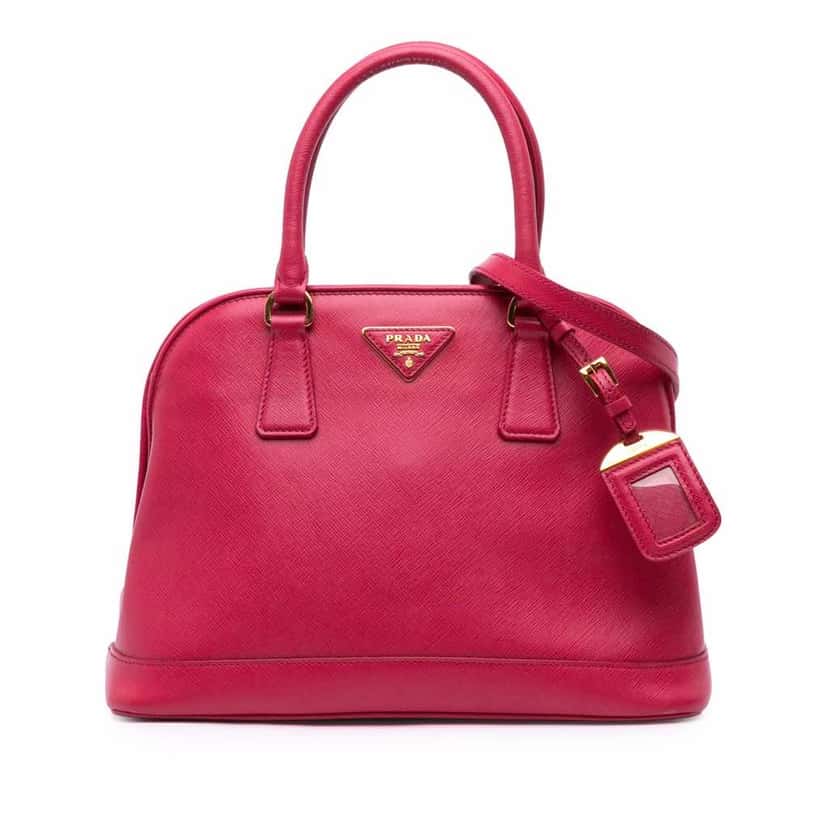 Prada Medium Saffiano Lux Open Promenade Satchel Pink Leather Good condition - Front View